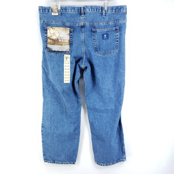 RK Brand Relaxed Fit Work Jeans Men's Sz 42x29 Medium Wash - Picture 1 of 7